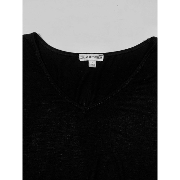 Zenana Outfitters Black Short Sleeve V Neck Top Women Large - Picture 3 of 5